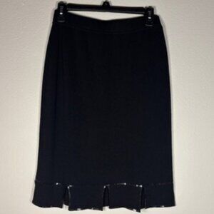 St. John Evening Classic Black Skirt Sequin Detail at Hem, Size 4